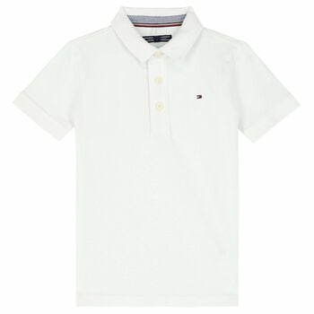 تيشيرت بولو بالشعار باللون الابيض للاولاد