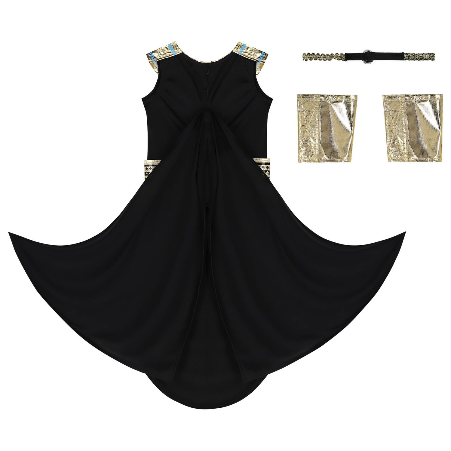 زي بنات الفرعون المصري باللون الأسود والذهبي, 1, hi-res