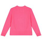 Girls Neon Pink Knitted Sweater, 1, hi-res