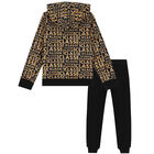 بدلة رياضية بالشعار باللون الاسود للاولاد , 1, hi-res