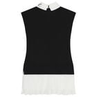 Girls Black & White Pleated Crepe Dress, 1, hi-res