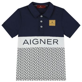 Aigner Boys Navy Blue Logo Polo Shirt, 2 Boys Navy Blue Logo Polo Shirt