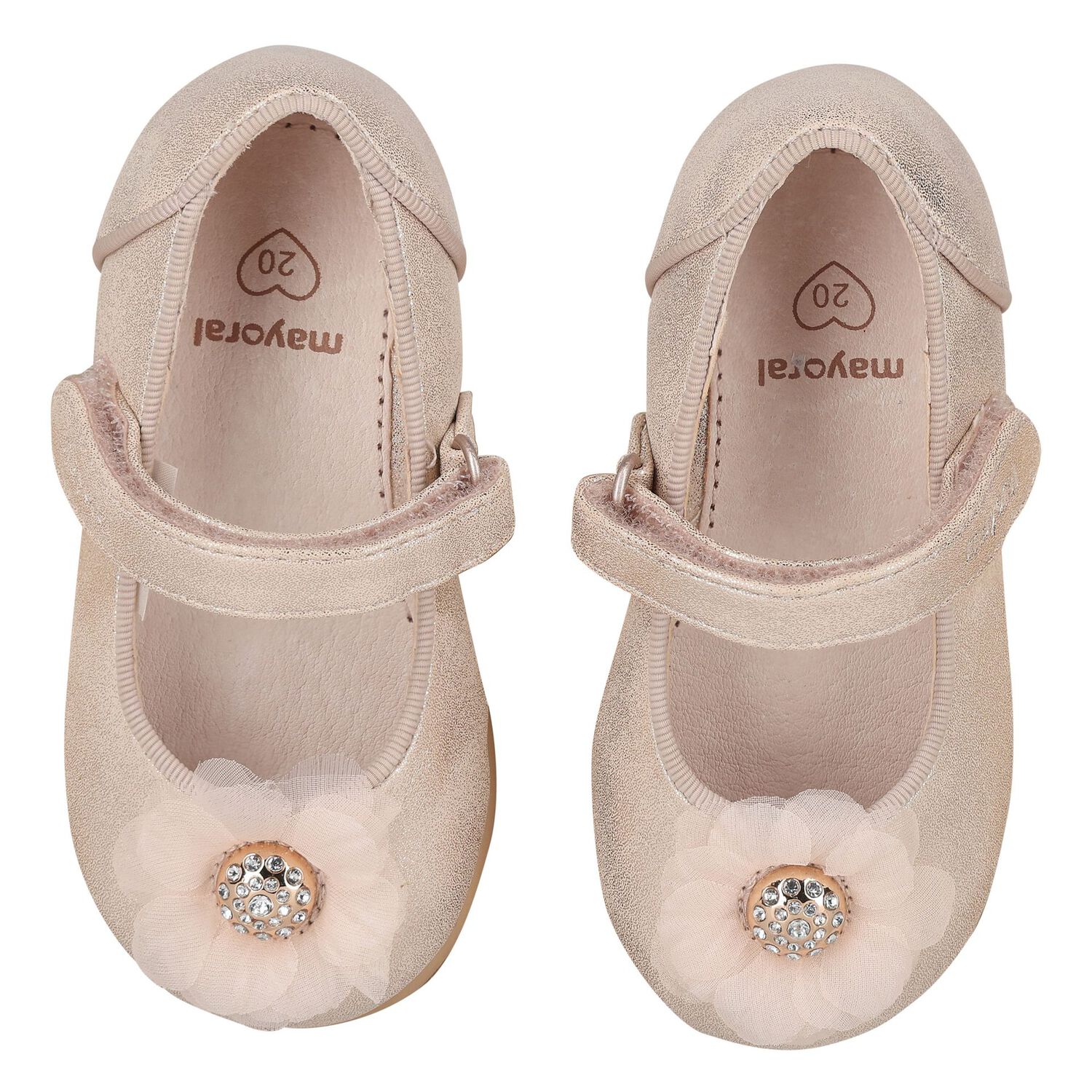 Younger Girls Rose Gold Flower Shoes, 2, hi-res image number null