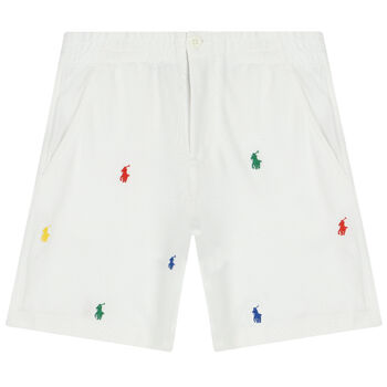 Boys White Logo Shorts