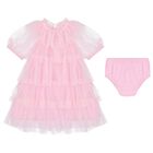 Baby Girls Pink Sequin Tulle Dress Set, 1, hi-res