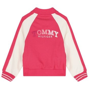 Girls Pink & Ivory Logo Jacket