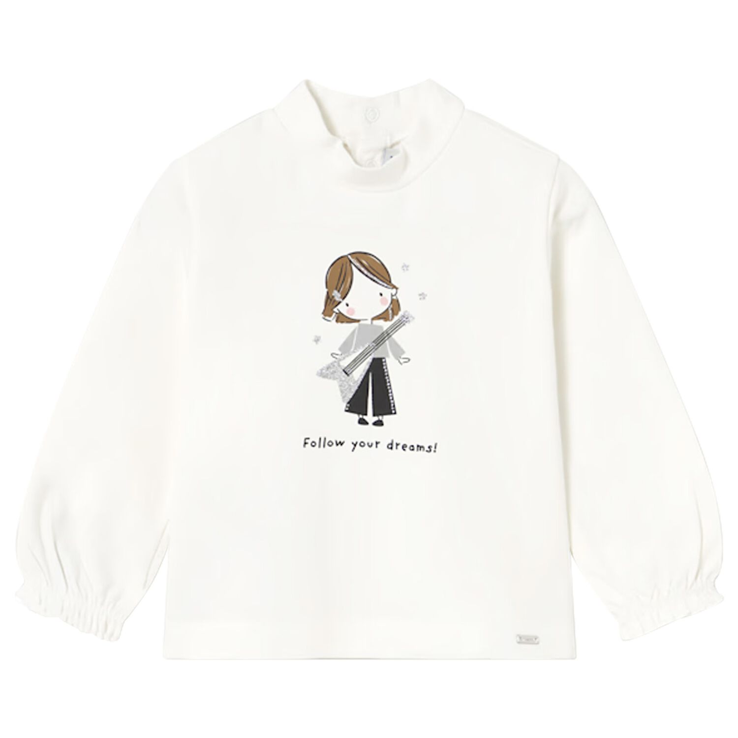 Younger Girls Ivory Long Sleeve Top, 1, hi-res