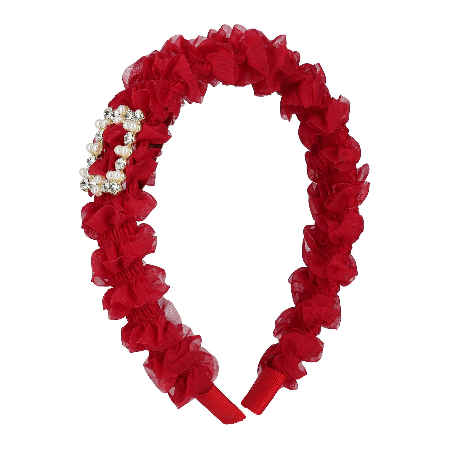 Girls Red Ruffle Headband, 1, hi-res