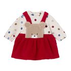 Baby Girls Ivory & Red Faux Bear Dress, 2, hi-res