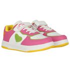 Girls White & Pink Heart Trainers, 2, hi-res