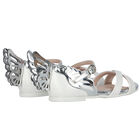 Girls White & Silver Butterfly Sandals, 1, hi-res