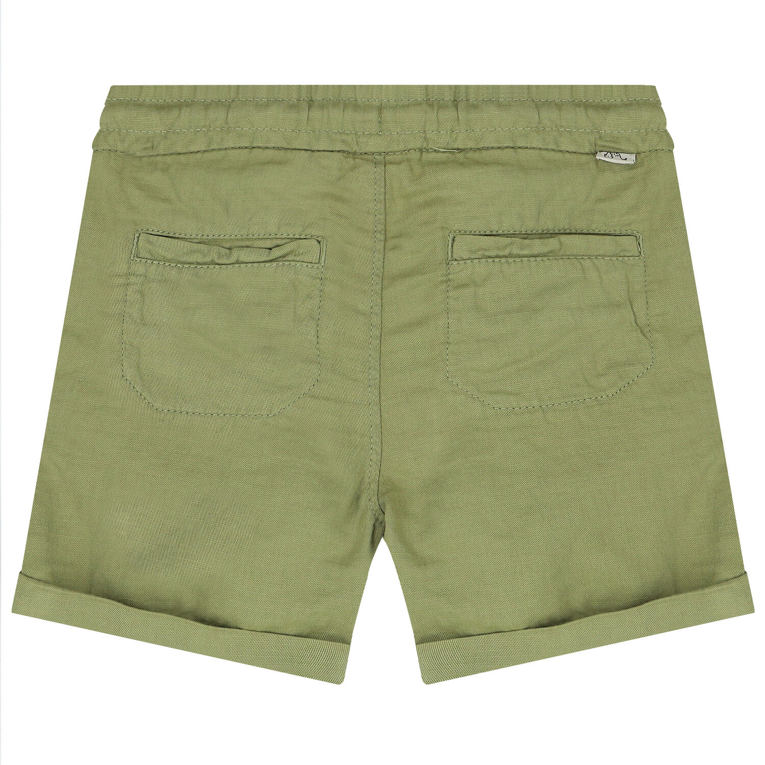Younger Boys Khaki Green Linen Shorts, 1, hi-res