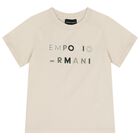 قميص للأولاد بيج اللون بشعار, 1, hi-res