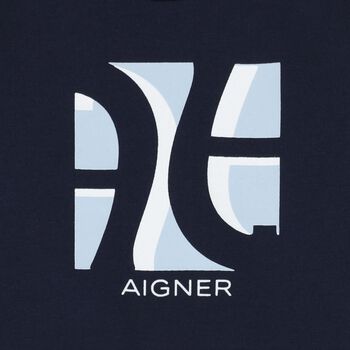Baby Boys Navy Blue & White Logo Babygrow