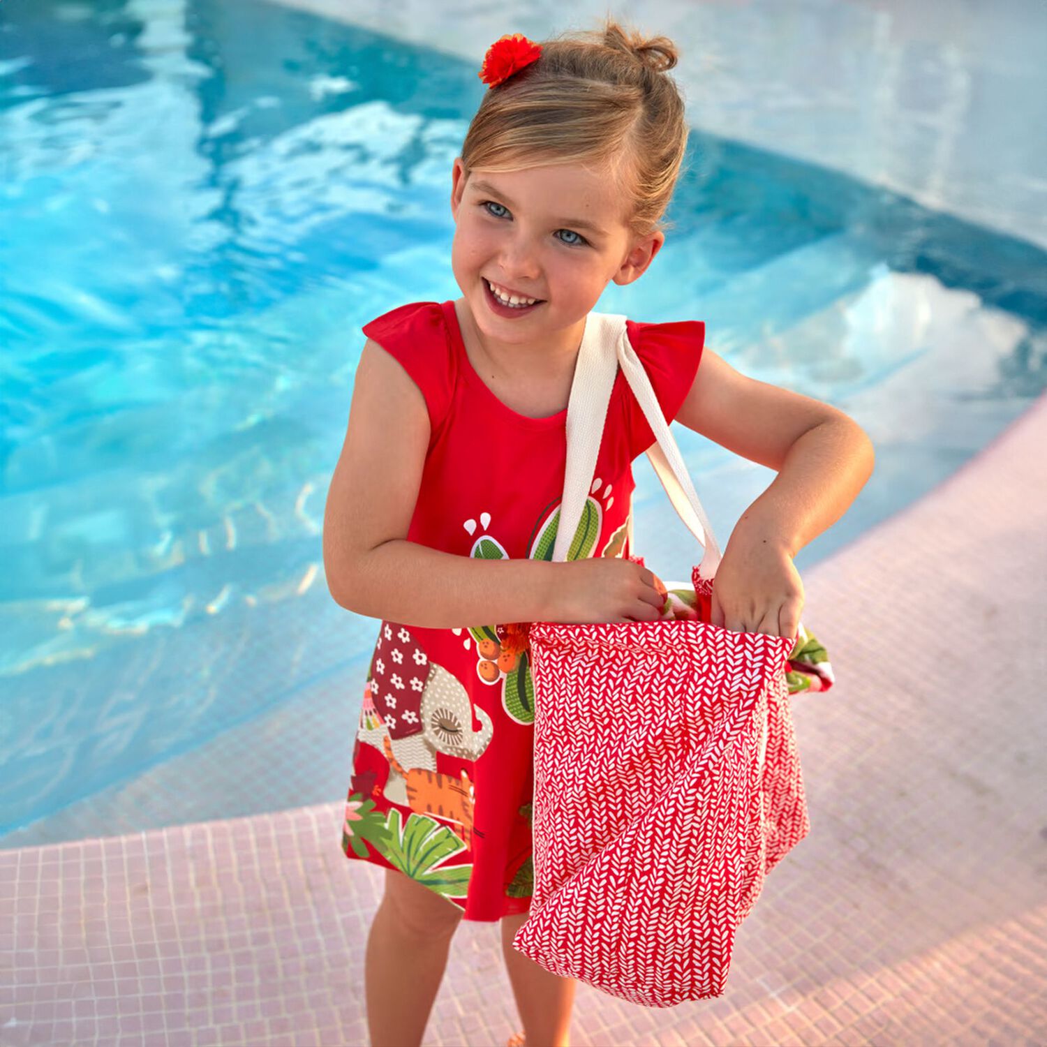 Girls Red Animal Dress, 1, hi-res image number null