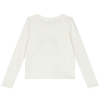 Girls Ivory Logo Long Sleeve Top