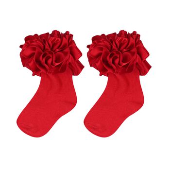 Baby Girls Red Ruffled Socks, 4 Baby Girls Red Ruffled Socks