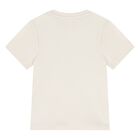 Younger Boys White & Beige Logo Te-Shirt, 1, hi-res