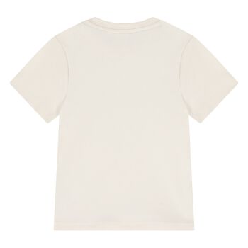 Younger Boys White & Beige Logo T-Shirt