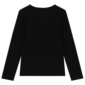 Girls Black Logo Long Sleeve Top