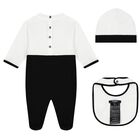 طقم أفرول هدايا بالشعار باللون الأبيض والأسود, 1, hi-res