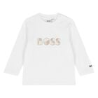 Baby Boys White Logo Long Sleeve Top, 1, hi-res