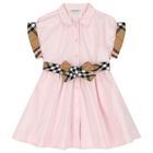 Girls Pink Check Dress, 1, hi-res