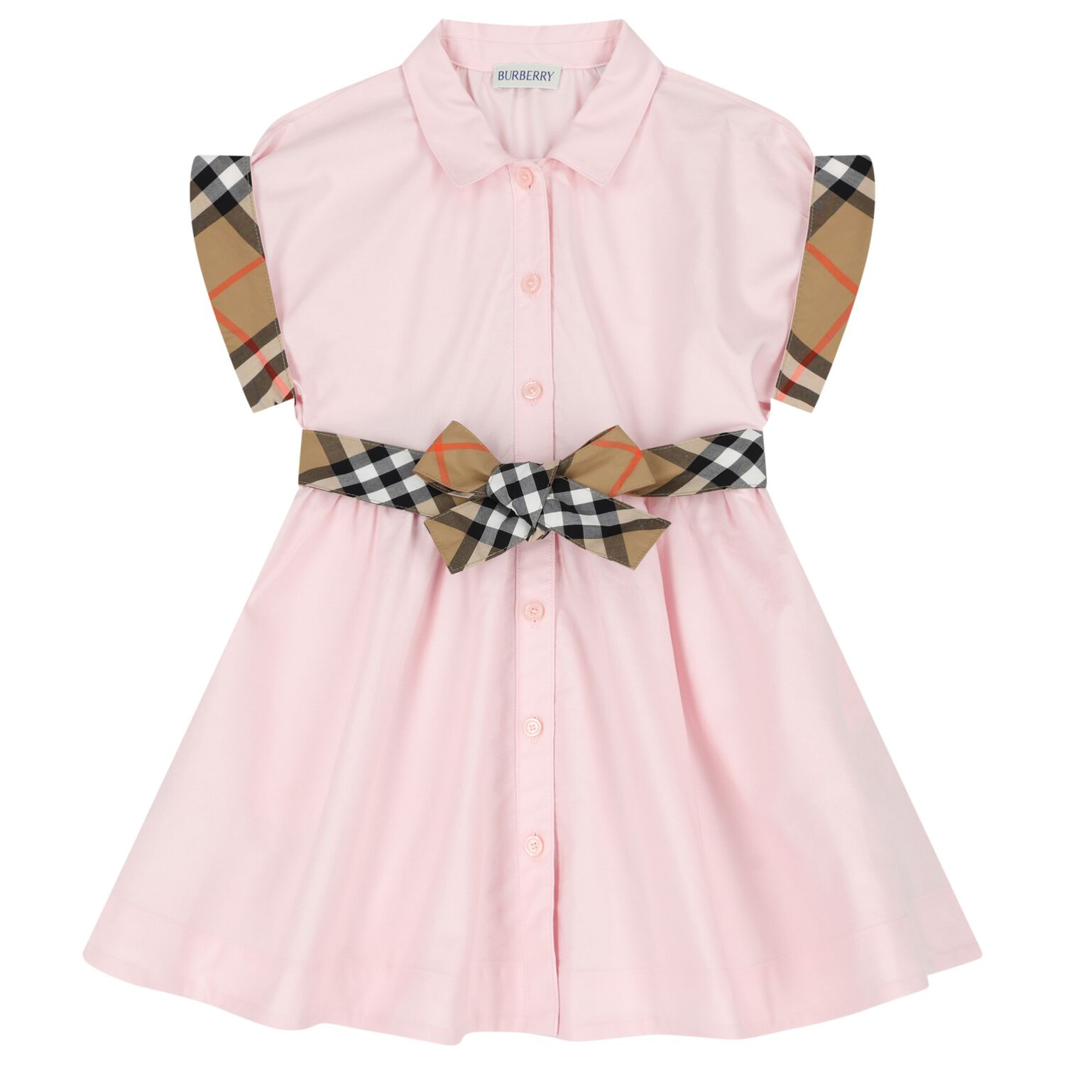 Girls Pink Check Dress, 1, hi-res