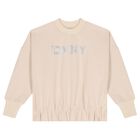 سويت شيرت بنات مزين بالشعار باللون البيج , 1, hi-res