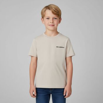 Boys Beige Logo T-Shirt