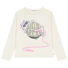 Girls Ivory Cat Long Sleeve Top, 1, hi-res