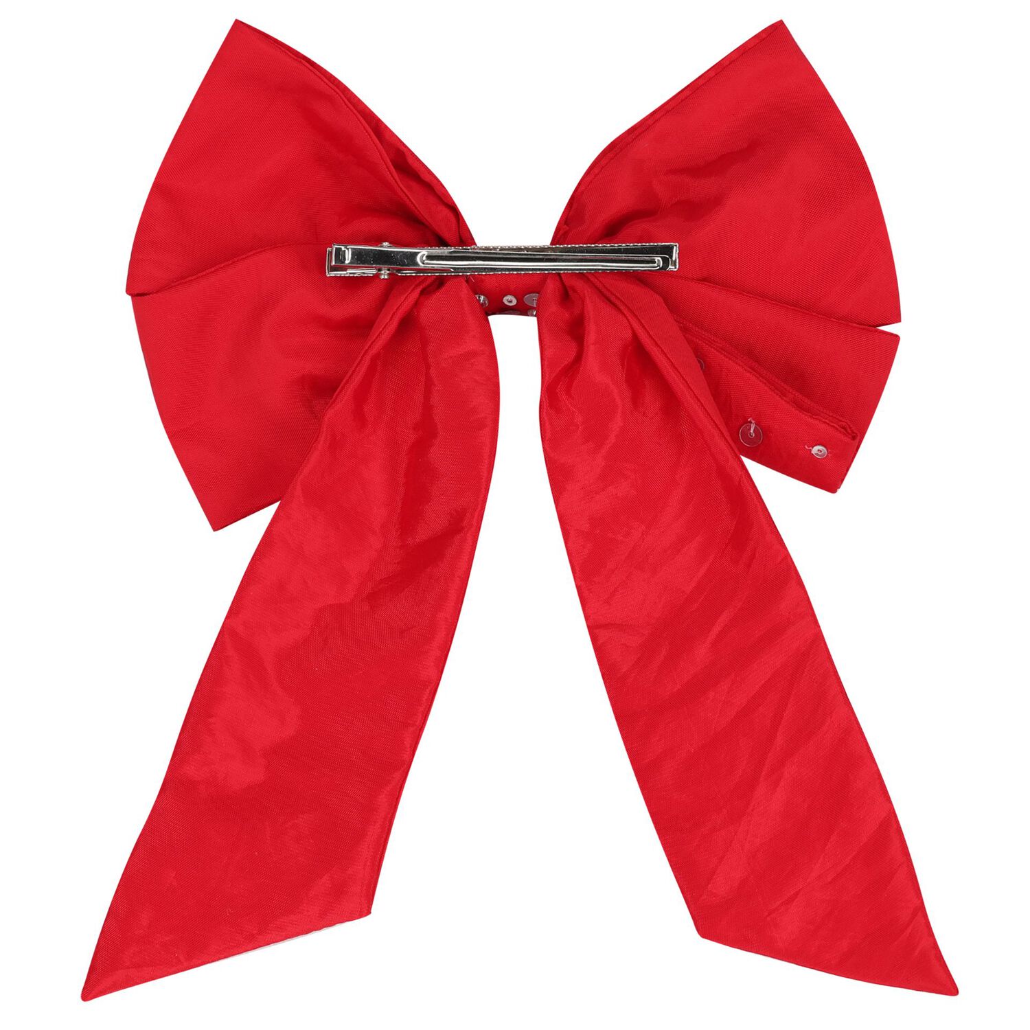 Girls Red Satin Bow Hair Clip, 1, hi-res