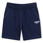 Boys Navy Blue Logo Shorts, 1, hi-res