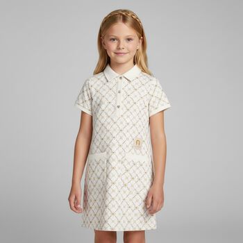 Girls Ivory Logo Polo Dress