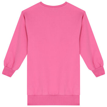 Girls Pink Teddy Bear Logo Sweatshirt Dress