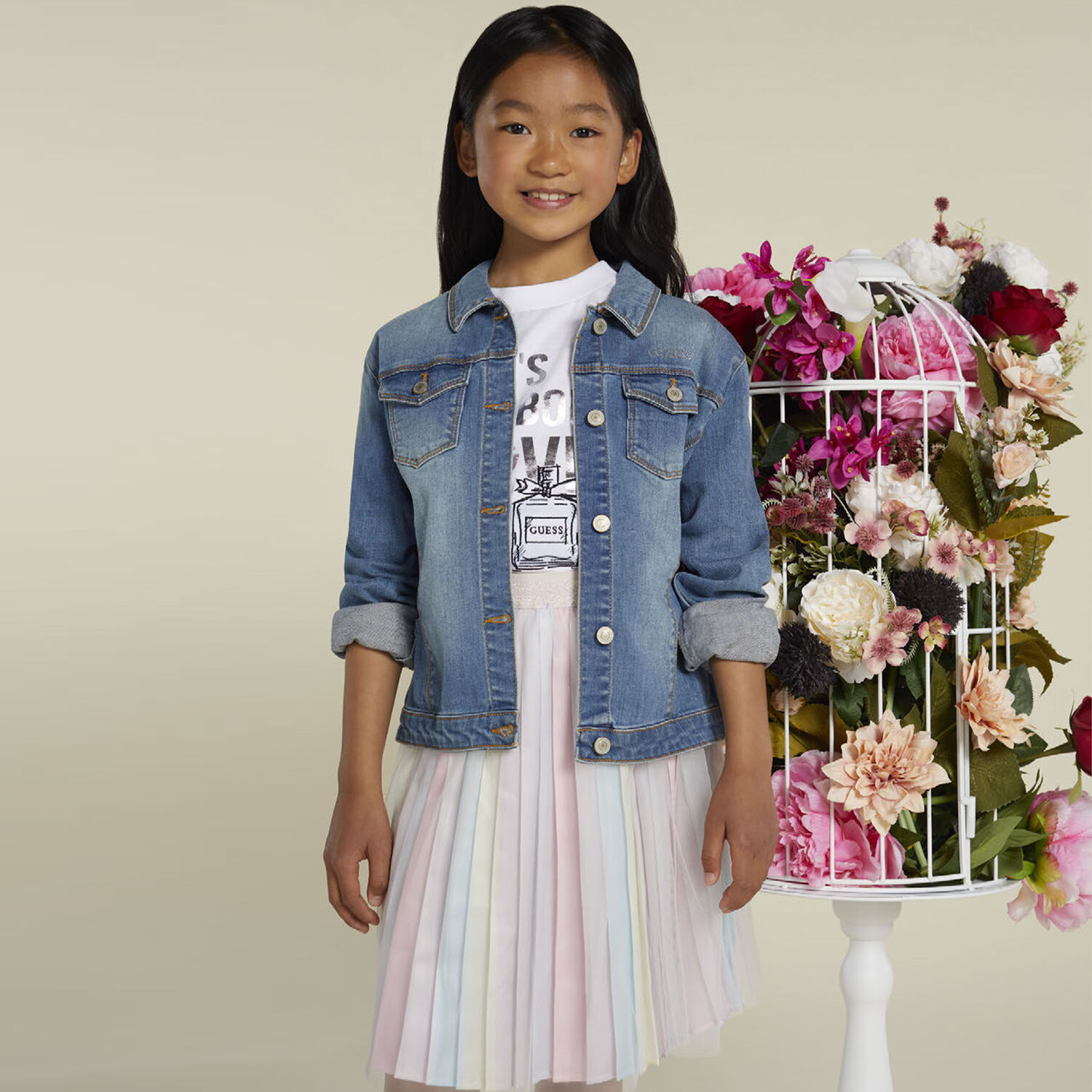 Girls Pink Pleated Satin Skirt, 1, hi-res image number null