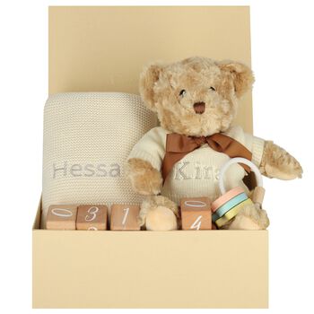 Ivory Milestone Snuggles Personalised Baby Gift Set