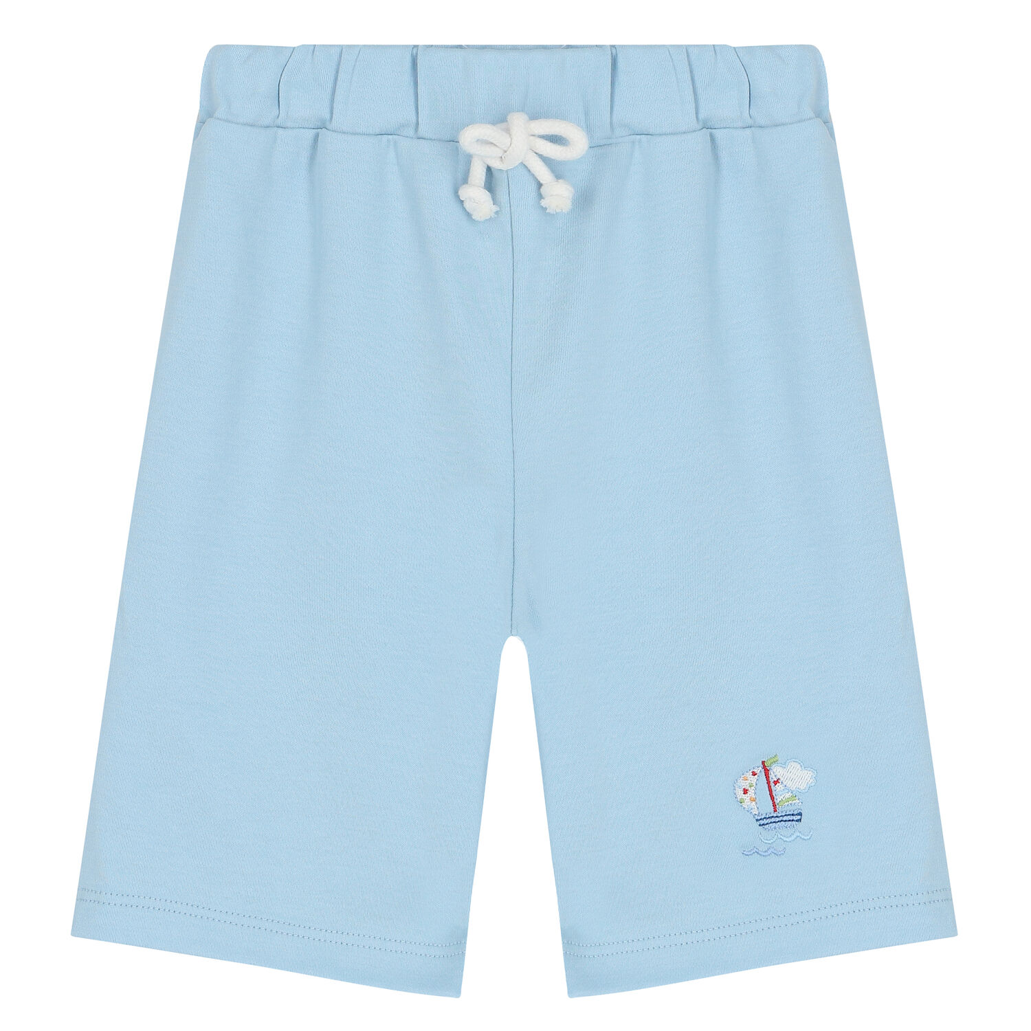 Baby Boys White & Blue Boats At Sea Shorts Set, 1, hi-res