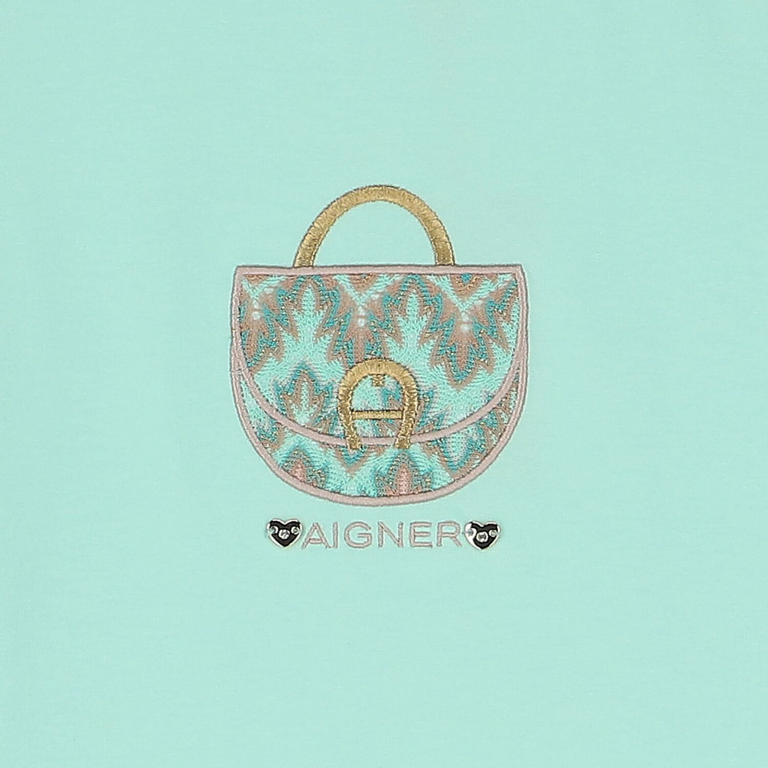 فستان بنات بطبعة حقيبة بالشعار باللون الأخضر, 1, hi-res