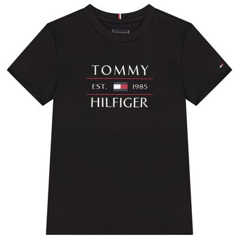 Boys Black Flag Logo Cotton T-Shirt