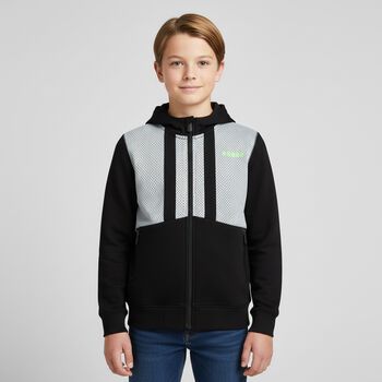 Boys Black & Grey Logo Zip Up Top