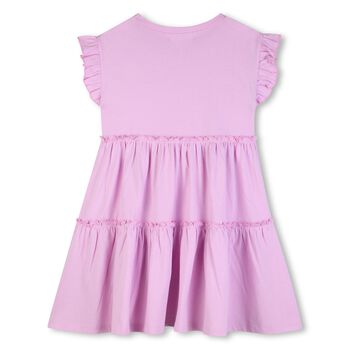 Girls Pink Heart Tiered Dress