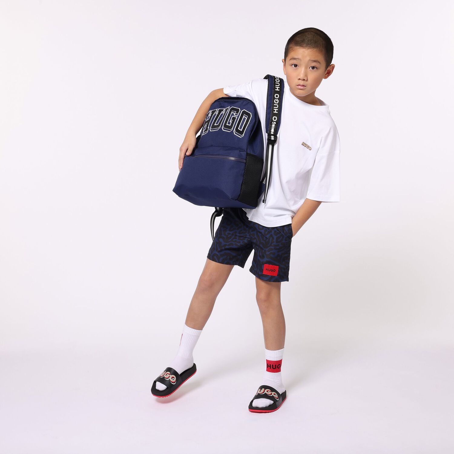 Boys White & Black Logo Socks ( 2-Pack ), 1, hi-res image number null