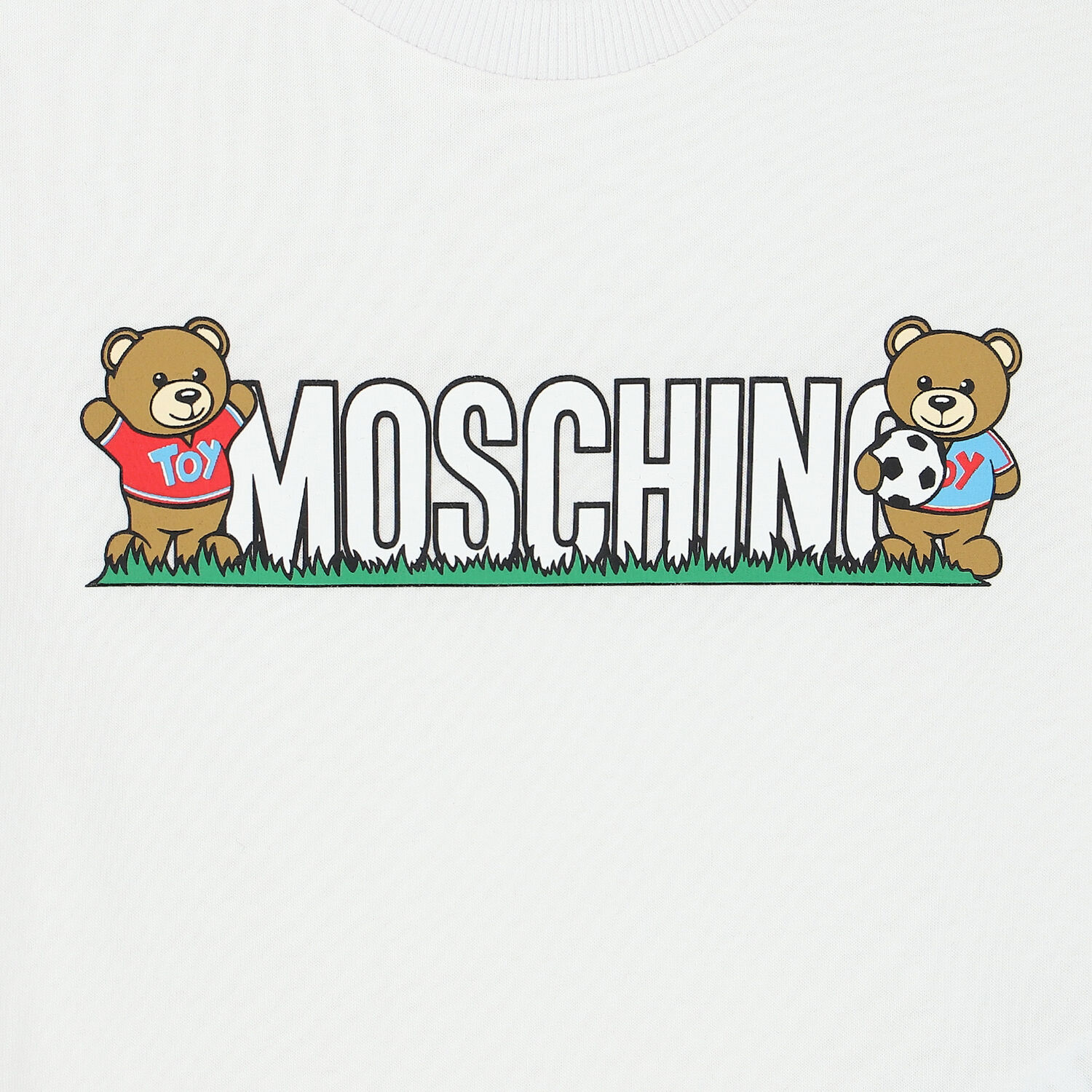 طقم شورت بشعار تيدى باللون الابيض والرمادى للاولاد, 1, hi-res