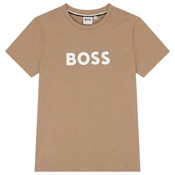 Boys Mini Me Beige Logo T-Shirt