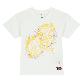 Girls White Trolls Logo T-Shirt