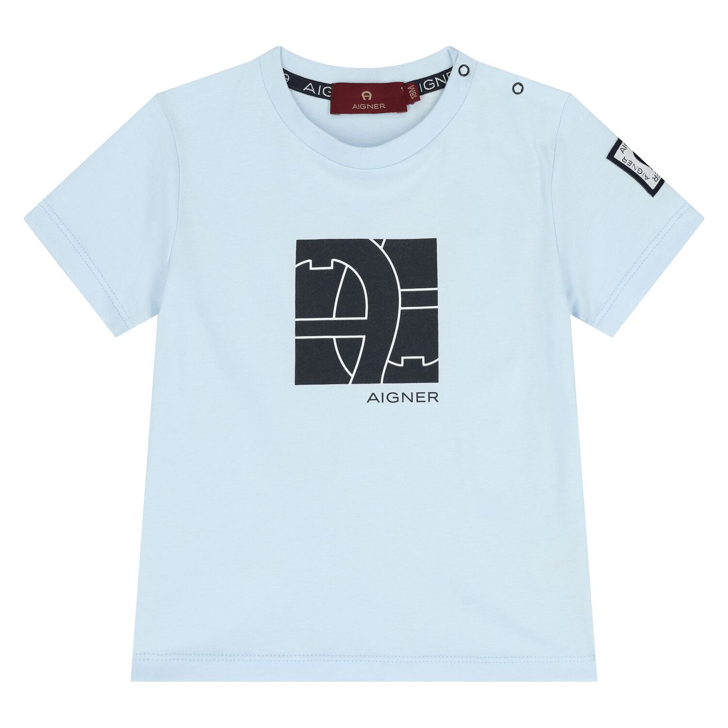 طقم شورت باللون أزرق بشعار للأولاد , 1, hi-res