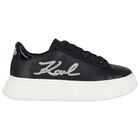 Girls Black Logo Trainers, 1, hi-res