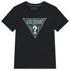 Boys Black Logo T-Shirt, 4, hi-res