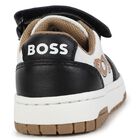 Boys White & Black Logo Trainers, 1, hi-res